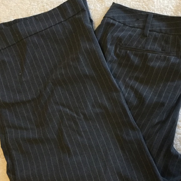Wide Legged Gray Pinstriped Stretch Dress Pants - Picture 2 of 4